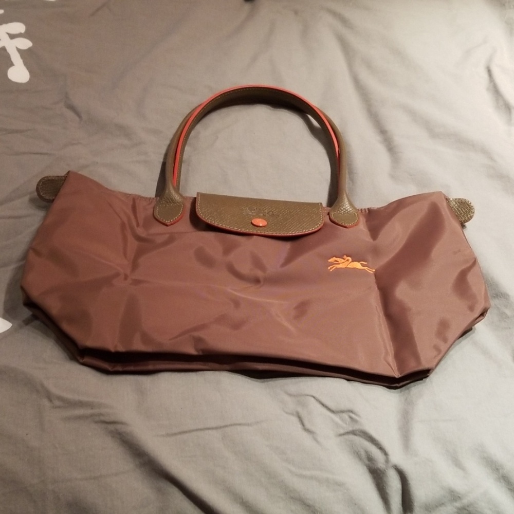 Longchamp olive green brown tote, 15 x 10 x 5